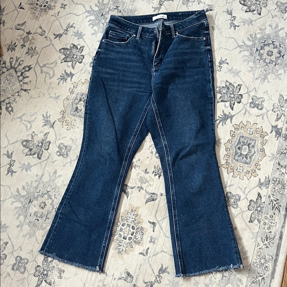 Loft Curvy High Waist Kick Crop Blue Women's Jeans